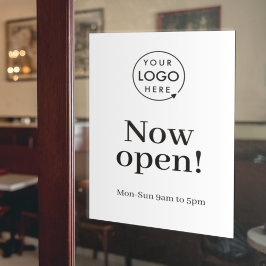 開く | Business Opening Timesロゴホワイト ウィンドウサイン