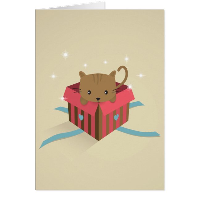 開けられたギフト用の箱の子ネコ (正面)