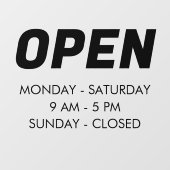 開カスタマイズ口時間 |黒い記号を開く時刻 ウィンドウサイン (シート)