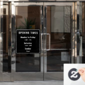 開ミニマル始時間（黒） ウィンドウサイン (オフィスドア)