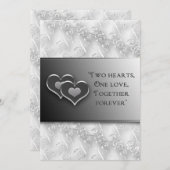 開会式の誓い – 招待状/2ハート – グレー/シルバー 招待状 (正面/裏面)