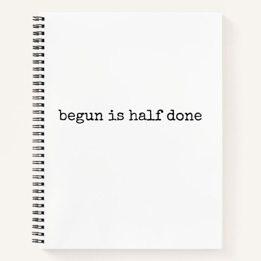 開始は半分に終わった、ジャーナル ノートブック (正面)