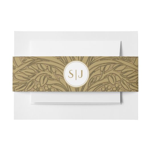 開始エレガントされた金ゴールドの結婚金ゴールド 招待状ベリーバンド (正面例)