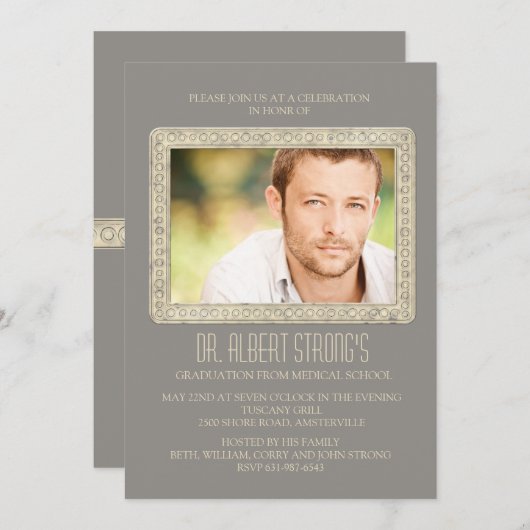 開始サークル写真卒業招待状 招待状 (正面/裏面)