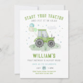 開始トラクター誕生日招待状、グリーンファーム 招待状 (正面)