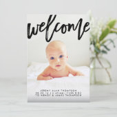 開始モダンスクリプト |写真の誕生のお知らせ 案内状 (スタンド正面)