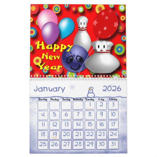 開始日のボーリングを選んで下さい カレンダー (1月 2026)