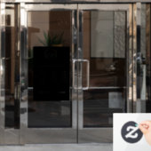 開始時刻 |ビジネスロゴ営業時間黒 ウィンドウサイン (オフィスドア)