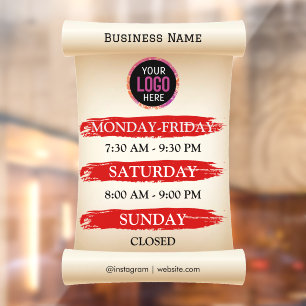 開始時刻  ビジネスロゴ営業時間黒 ウィンドウサイン