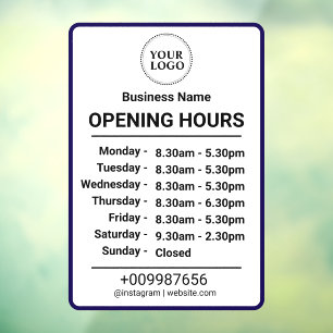 開始時刻 ビジネスロゴ営業時間黒 ウィンドウサイン