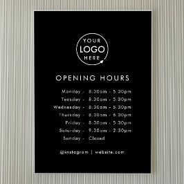 開始時刻 |ビジネスロゴ営業時間黒 ポスター