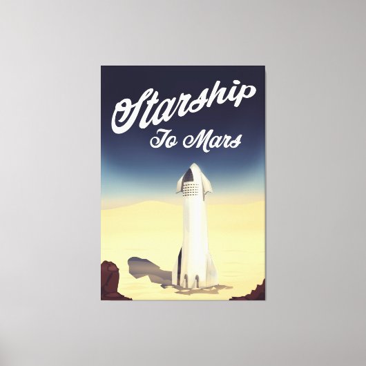 開始火星ヴィンテージスタイル宇宙旅行。 キャンバスプリント (正面)
