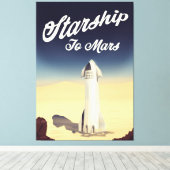 開始火星ヴィンテージスタイル宇宙旅行。 キャンバスプリント (インサイチュ (ウッドフロア))