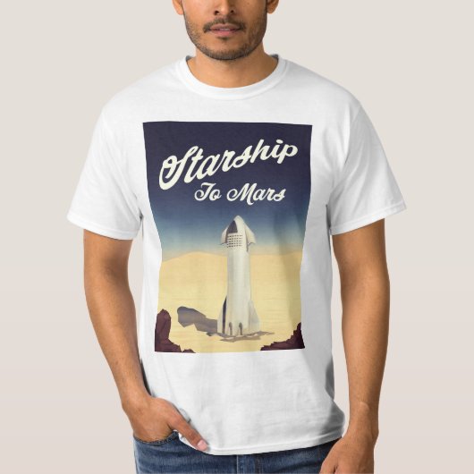開始火星ヴィンテージスタイル宇宙旅行。 Tシャツ (正面)