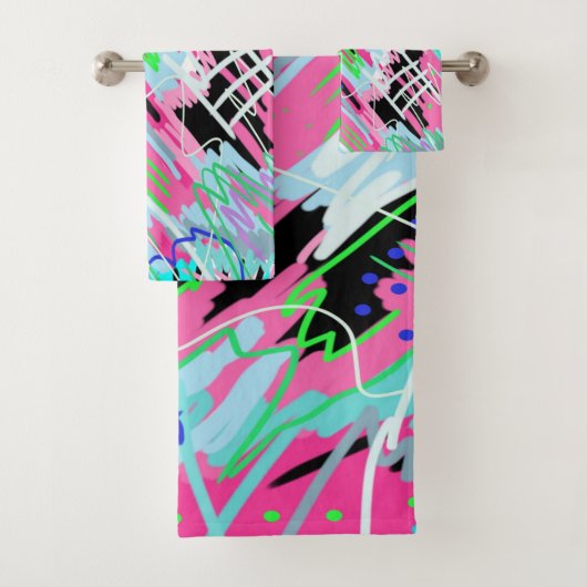 開始開花抽象芸術プリント バスタオルセット (インサイチュ)