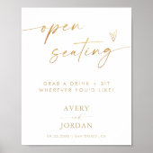 開席記号 |ゴールドフォイル結婚エフェクトのサイン ポスター (正面)