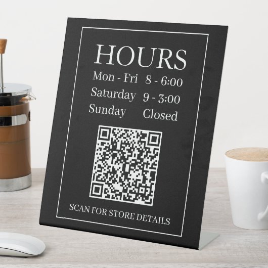 開店時間の記号、QRコードの生成、白と黒 台座サイン (インサイチュ)