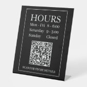 開店時間の記号、QRコードの生成、白と黒 台座サイン (正面)