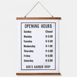 開店時間または開店時間 吊り下げ型タペストリー