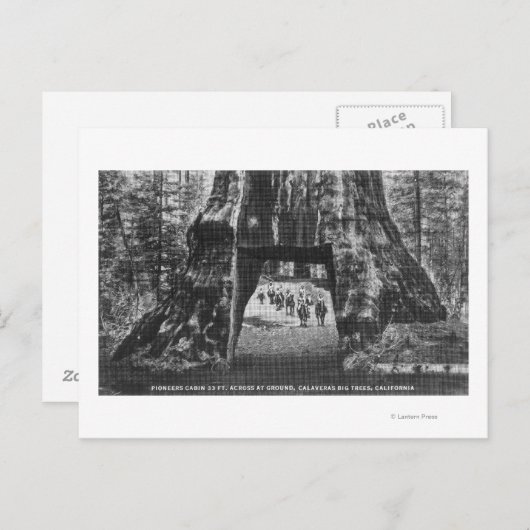 開拓者の小屋と馬に乗った男たちの図 ポストカード (正面/裏面)