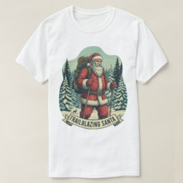 開拓者サンタのハイキングアドベンチャーデザイン Tシャツ