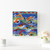 開放水域の水泳の時計 スクエア壁時計 (ホーム)