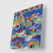 開放水域の水泳の時計 スクエア壁時計 (傾斜)