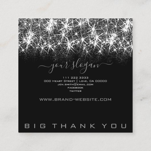 開業美容師シルバーグリッタースパーク スクエア名刺 (裏面)