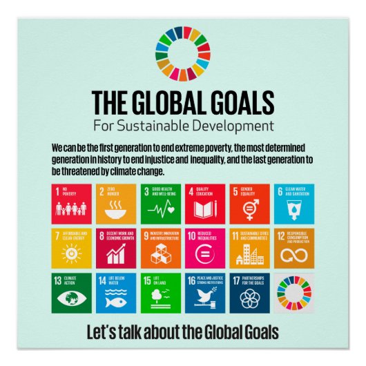 開発地球に優しゴール17 UN SDGs 2030 ポスター (正面)
