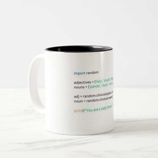 開発者おもしろい向けPython Coffee Mug ツートーンマグカップ (正面左)