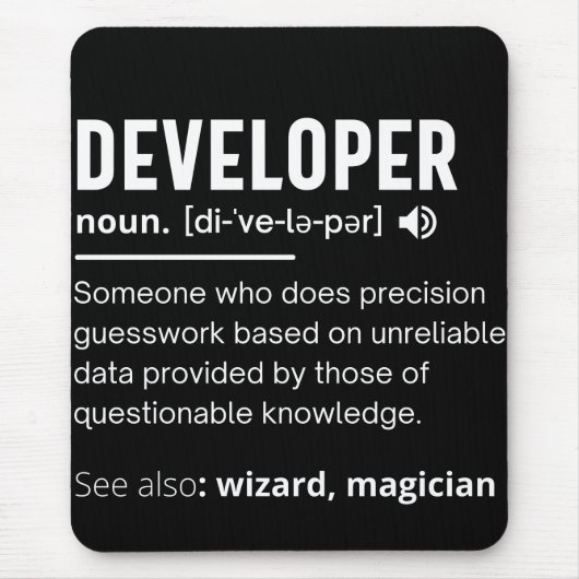 開発者向け辞書の定義おもしろい開発者 マウスパッド (正面)