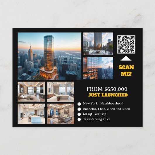 開発開始デベロッパー広告の不動産仲介業者 ポストカード (裏面)