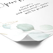 開結婚バー金ゴールドユーカリ書道標識 ポスター (角)