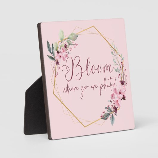 開花あなたが植えられているテーブルトップのプラーク フォトプラーク (正面)