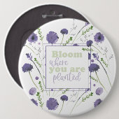 開花あなたが植えられている紫色の花 缶バッジ (正面&裏面)