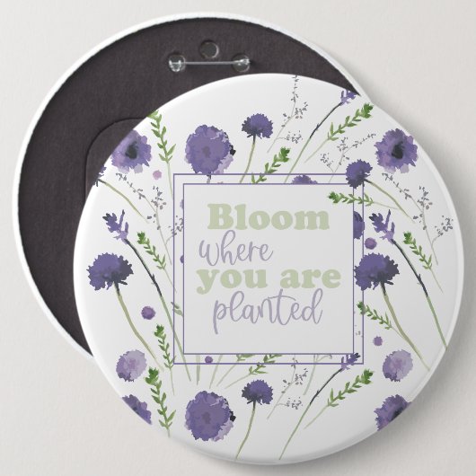 開花あなたが植えられている紫色の花 缶バッジ (正面&裏面)