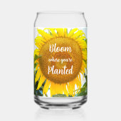 開花あなたは植えた黄色のひまわり ガラス缶 (正面)