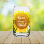 開花あなたは植えた黄色のひまわり ガラス缶