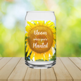 開花あなたは植えた黄色のひまわり ガラス缶