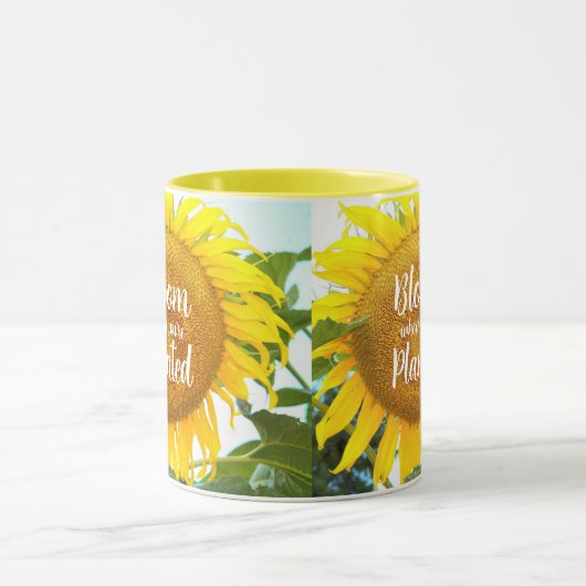 開花あなたは植えた黄色のひまわり マグカップ (中央)
