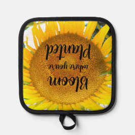 開花あなたは植えた黄色のひまわり 鍋敷き