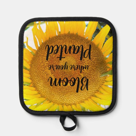 開花あなたは植えた黄色のひまわり 鍋敷き (正面)