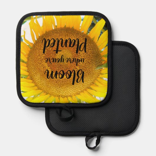 開花あなたは植えた黄色のひまわり 鍋敷き (正面/裏面)