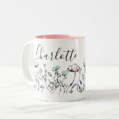 開花お洒落美しい野生花 ツートーンマグカップ (正面左)