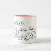 開花お洒落美しい野生花 ツートーンマグカップ (中央)