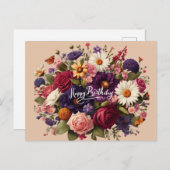 開花お祝い誕生日葉書 シーズンポストカード (正面/裏面)