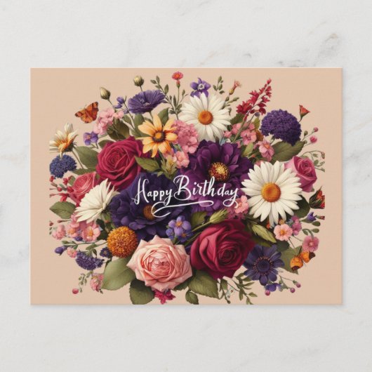 開花お祝い誕生日葉書 シーズンポストカード (正面)