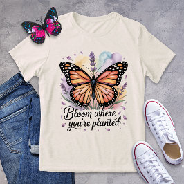 開花があなたは植えられた(昆虫)オオカバマダラ、モナーク蝶シャツ トライブレンドTシャツ