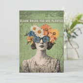 開花が植えられた非現実的な花の女性 カード (スタンド正面)