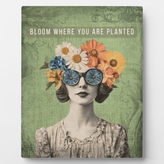 開花が植えられた非現実的な花の女性 フォトプラーク (正面)